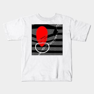 sunset geometric abstract digital red grey black and white painting Kids T-Shirt